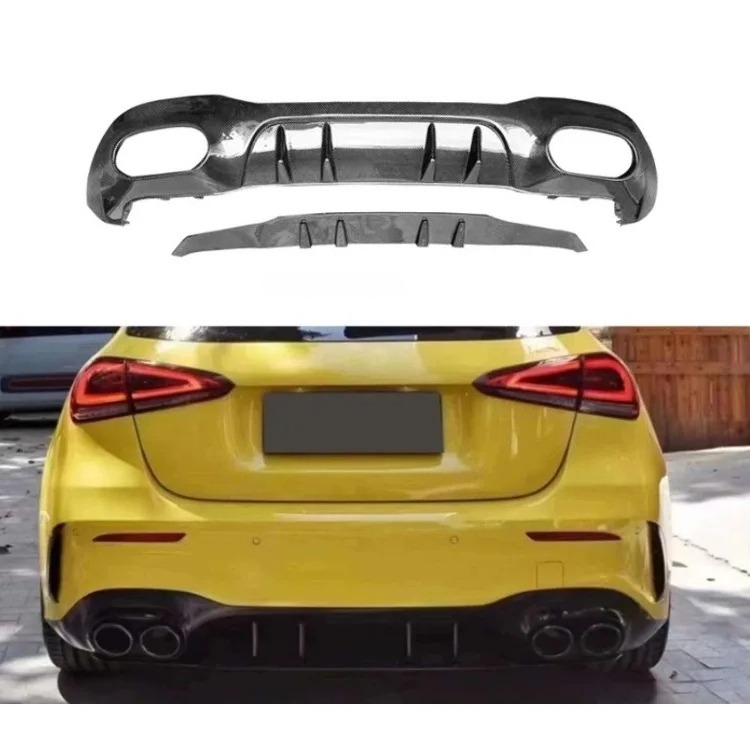 A-Class W177  Style Modification Accessory New Carbon Fiber Rear Lip Spoiler Front Bumper Surround Exhaust Accessory